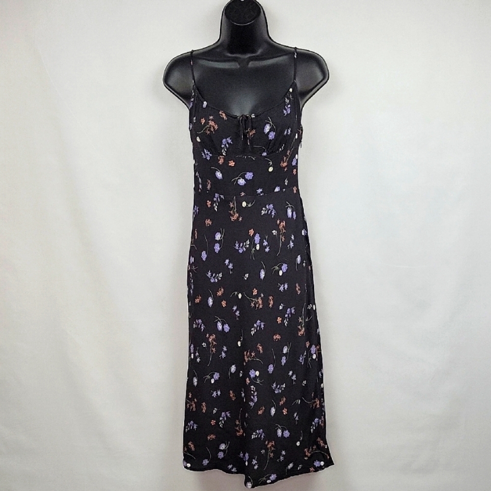 Aritzia Wilfred Bellow Midi Dress Floral Print Black Size 2